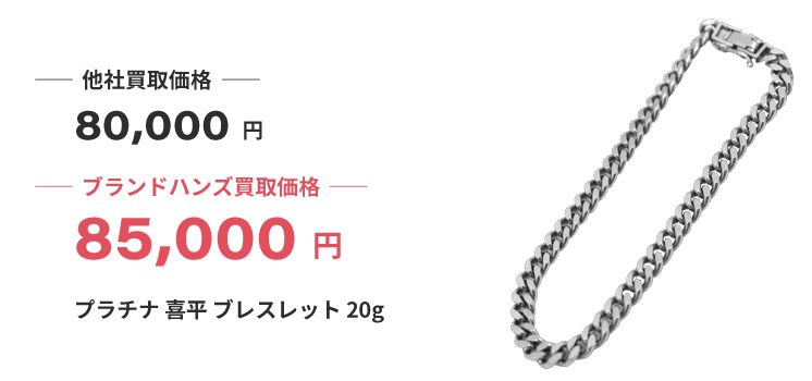 ブランド買取ブランドハンズ河原町プラチナ喜平ブレスレット20g買取