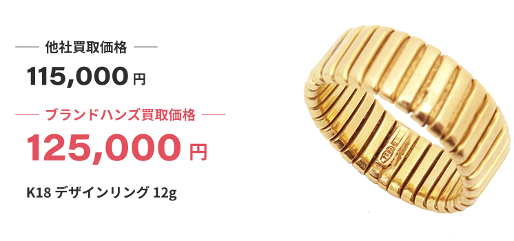 ブランド買取ブランドハンズ吹田K18デザインリング12g金買取
