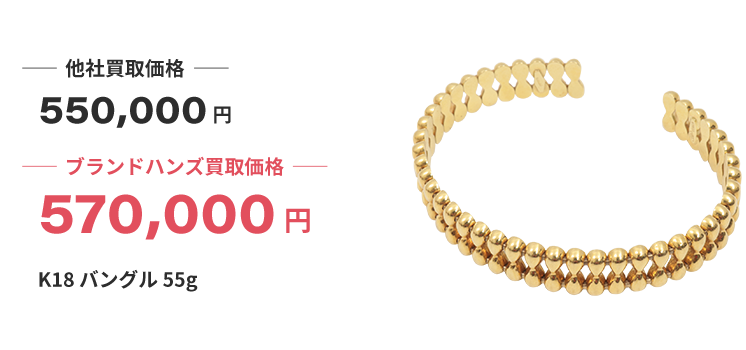 ブランド買取ブランドハンズ宝塚K18バングル55g金買取
