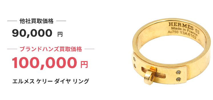 ブランド買取ブランドハンズエルメス-ケリー-ダイヤ-リング買取