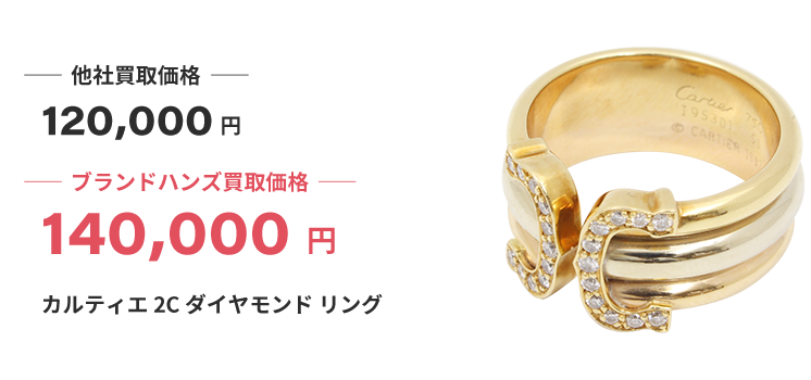 ブランド買取ブランドハンズ川西カルティエ2Cダイヤモンドリング買取