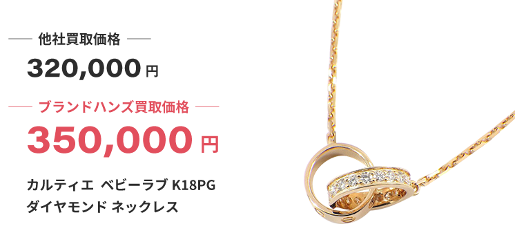 ブランド買取ブランドハンズ宝塚カルティエベビーラブK18PGダイヤモンドネックレス買取