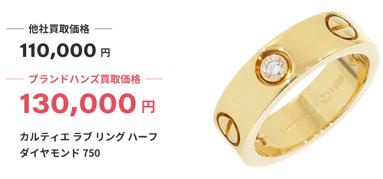 ブランド買取ブランドハンズ神戸三宮カルティエラブリングハーフダイヤモンド750買取