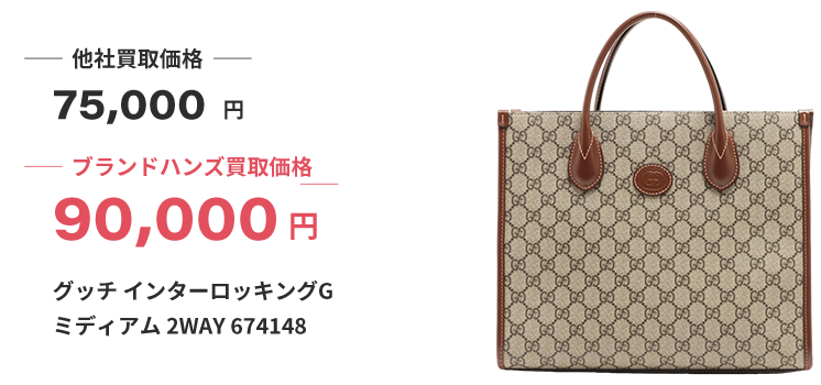 ブランド買取ブランドハンズ梅田グッチインターロッキングGミディアム2WAY買取