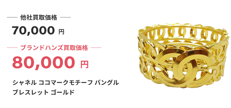 ブランド買取ブランドハンズシャネルココマークモチーフバングルブレスレットゴールド買取