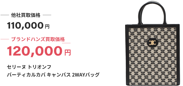 ブランド買取ブランドハンズ宝塚セリーヌ-トリオンフ-バーティカルカバ-キャンバス-2WAYバッグ買取