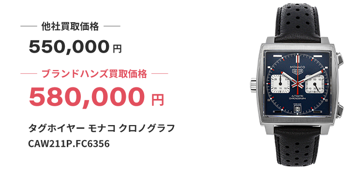 ブランド買取ブランドハンズ枚方タグホイヤーモナコクロノグラフCAW211PFC6356時計買取