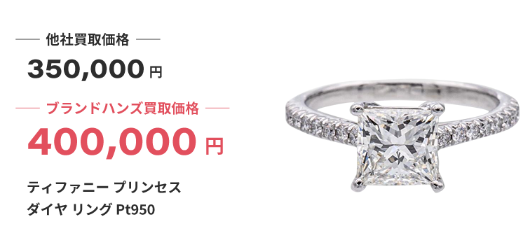 ブランド買取ブランドハンズ難波ティファニー-プリンセス-ダイヤ-リング-Pt950買取