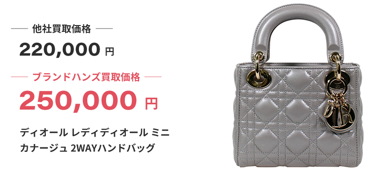 ブランド買取ブランドハンズ西宮ディオールレディディオールミニカナージュ2WAYハンドバッグ買取
