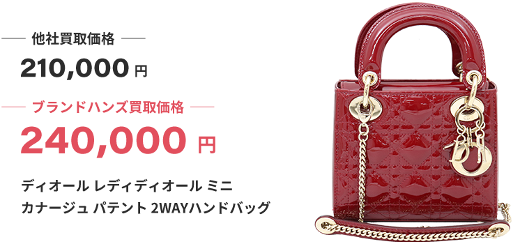 ブランド買取ブランドハンズ吹田ディオールレディディオールミニカナージュパテント2WAYハンドバッグ買取