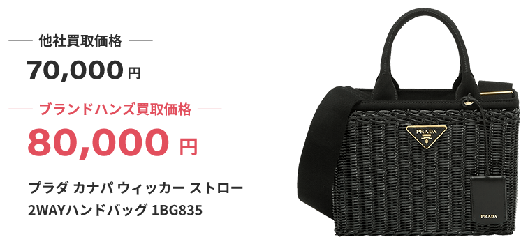 ブランド買取ブランドハンズ宝塚プラダ-カナパ-ウィッカー-ストロー-2WAYハンドバッグ-1BG835買取