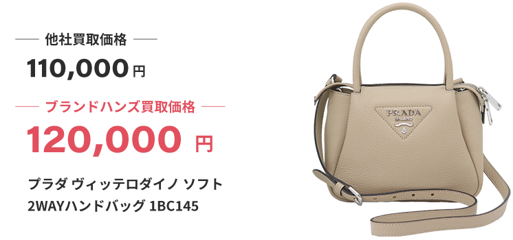 ブランド買取ブランドハンズプラダ-ヴィッテロダイノ-ソフト-2WAYハンドバッグ-1BC145買取