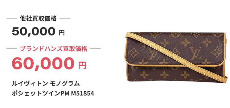 ブランド買取ブランドハンズルイヴィトン-モノグラム-ポシェットツインPM-M51854ショルダーバッグ買取