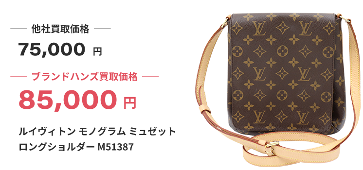 ブランド買取ブランドハンズルイヴィトン-モノグラム-ミュゼット-ロングショルダー-M51387ショルダーバッグ買取