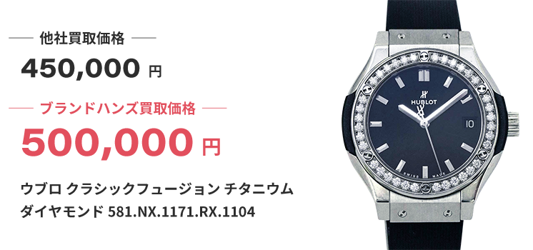 ブランド買取ブランドハンズ梅田時計ウブロクラシックフュージョンチタニウムダイヤモンド買取
