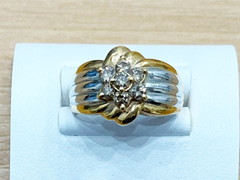 K18PT900コンビメレダイヤリング