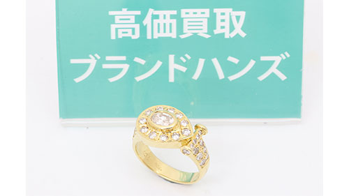 K18(18金)オーバルダイヤリング斜め