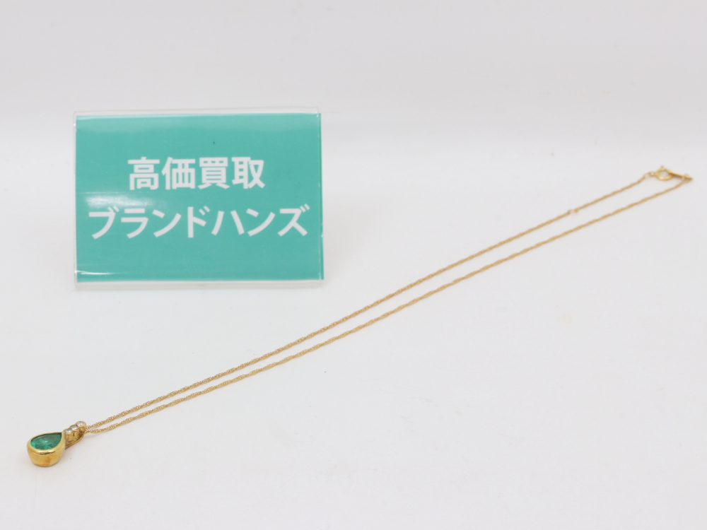 K18エメラルドネックレス2.99ｇ全体