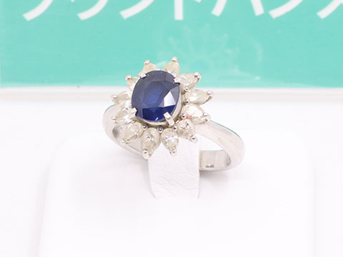 Pt900のサファイアダイヤリング
