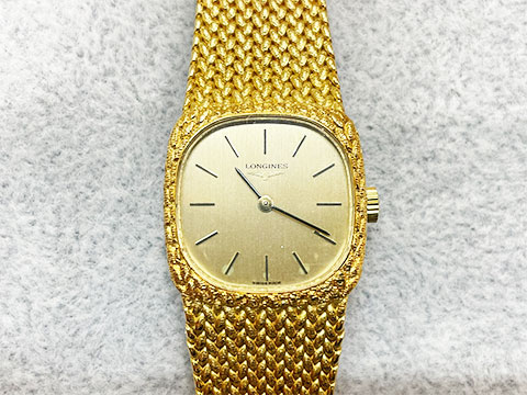 ロンジンの金無垢レディース時計
